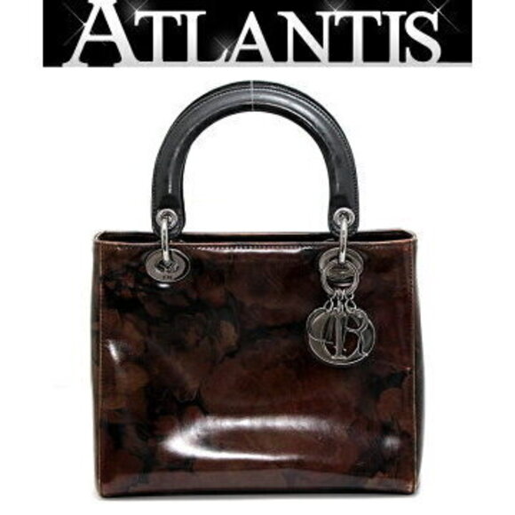 Dior Handbags - Christian Dior Lady handbag Patent Vernis leather brown